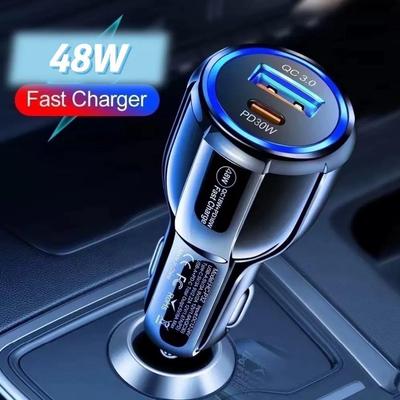 48W Διπλού Κυκλώματος QC3.0 Φορτιστής Αυτοκινήτου με PD Τύπου-C, Προσαρμογέας Γρήγορης Φόρτισης 1-σε-2 για Αναπτήρα