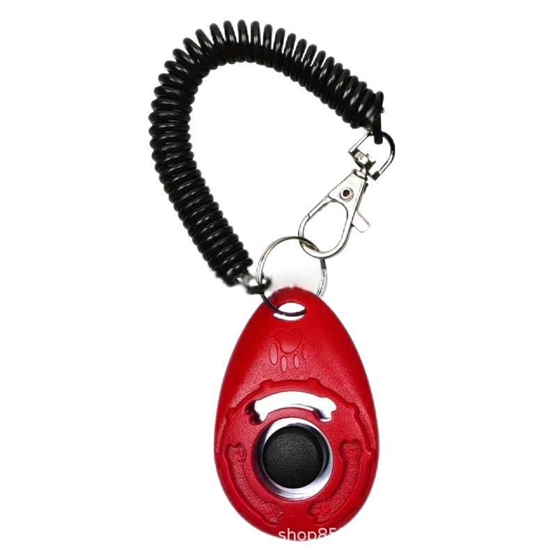 Oval Clicker Dog Training Device with Rope and Black Button