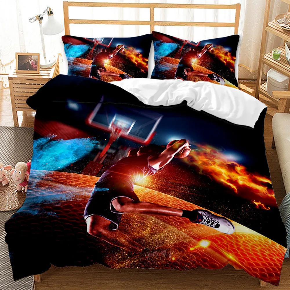 3d Bedding Sets Boy Winter Duvetcover&2pcs Pillowcase Bedroom Home Textile Basketball Housse De Couette Bed Cover Set China