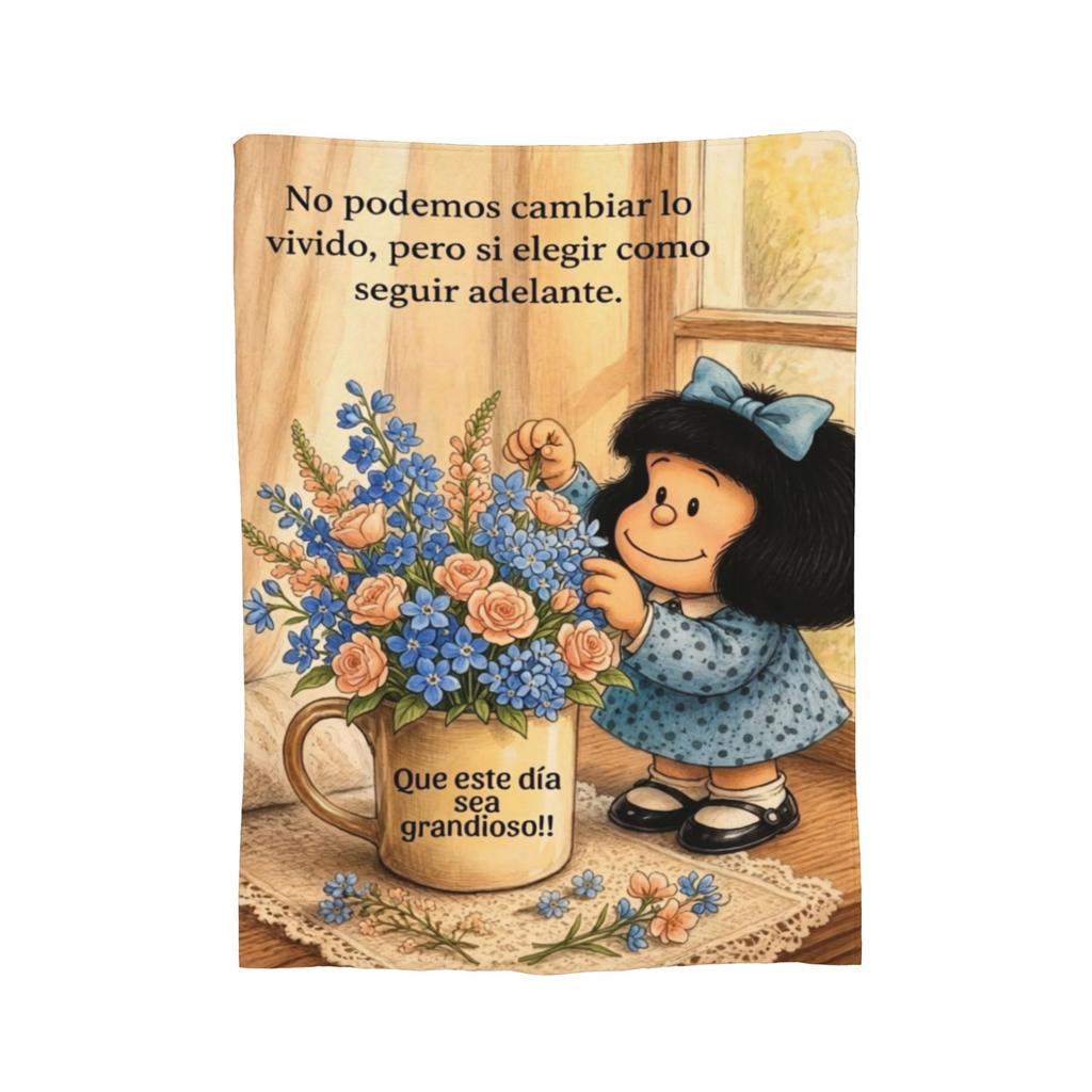 Mafaldas Good Night Sleep Blanket Cover Inspirational Quote Flannel Throw Blankets Air Conditioning Printed Soft Warm Bedspread