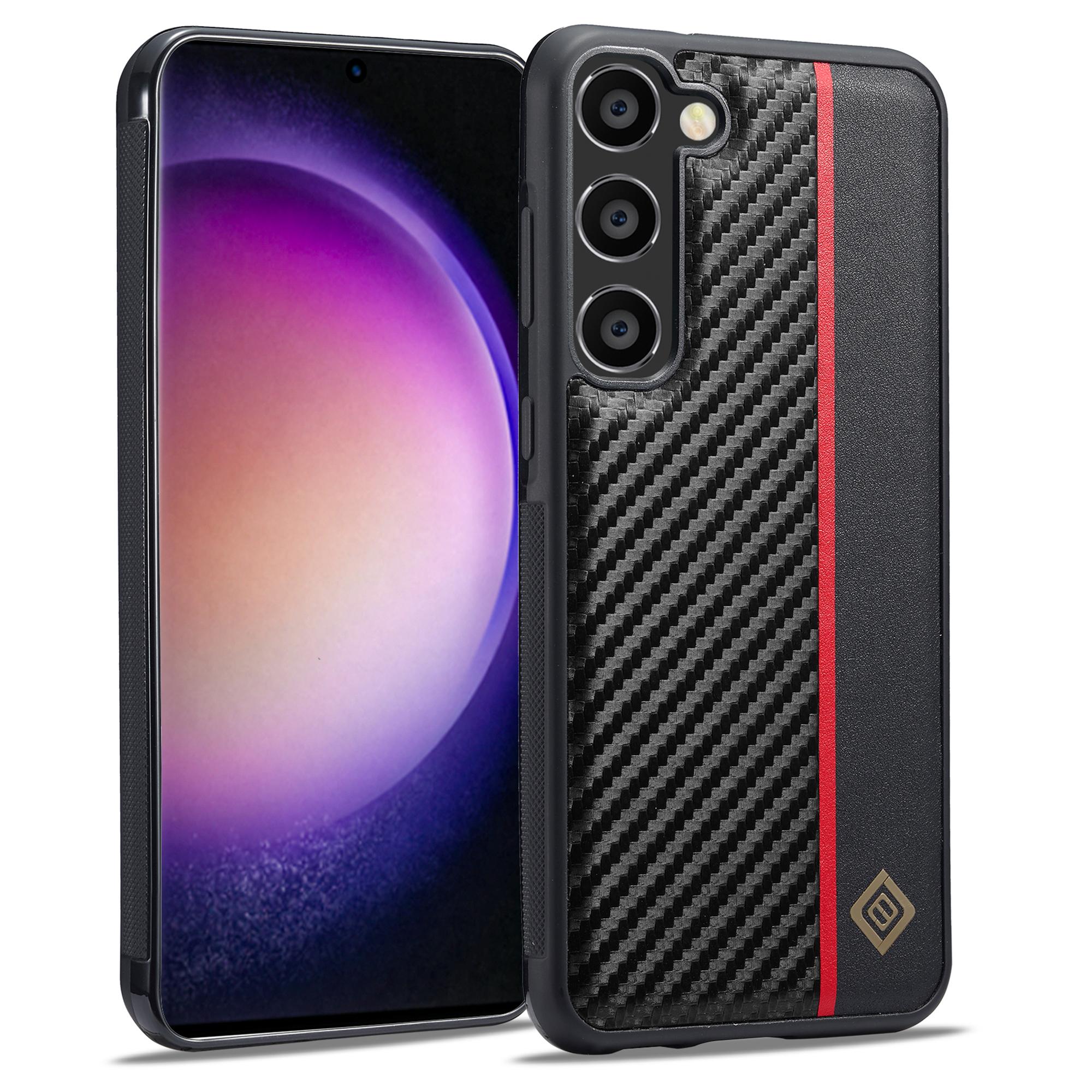 

LC.IMEEKE Carbon Fiber Texture Case for Samsung Galaxy S24 Shell PU Leather+TPU+EVA Phone Cover A