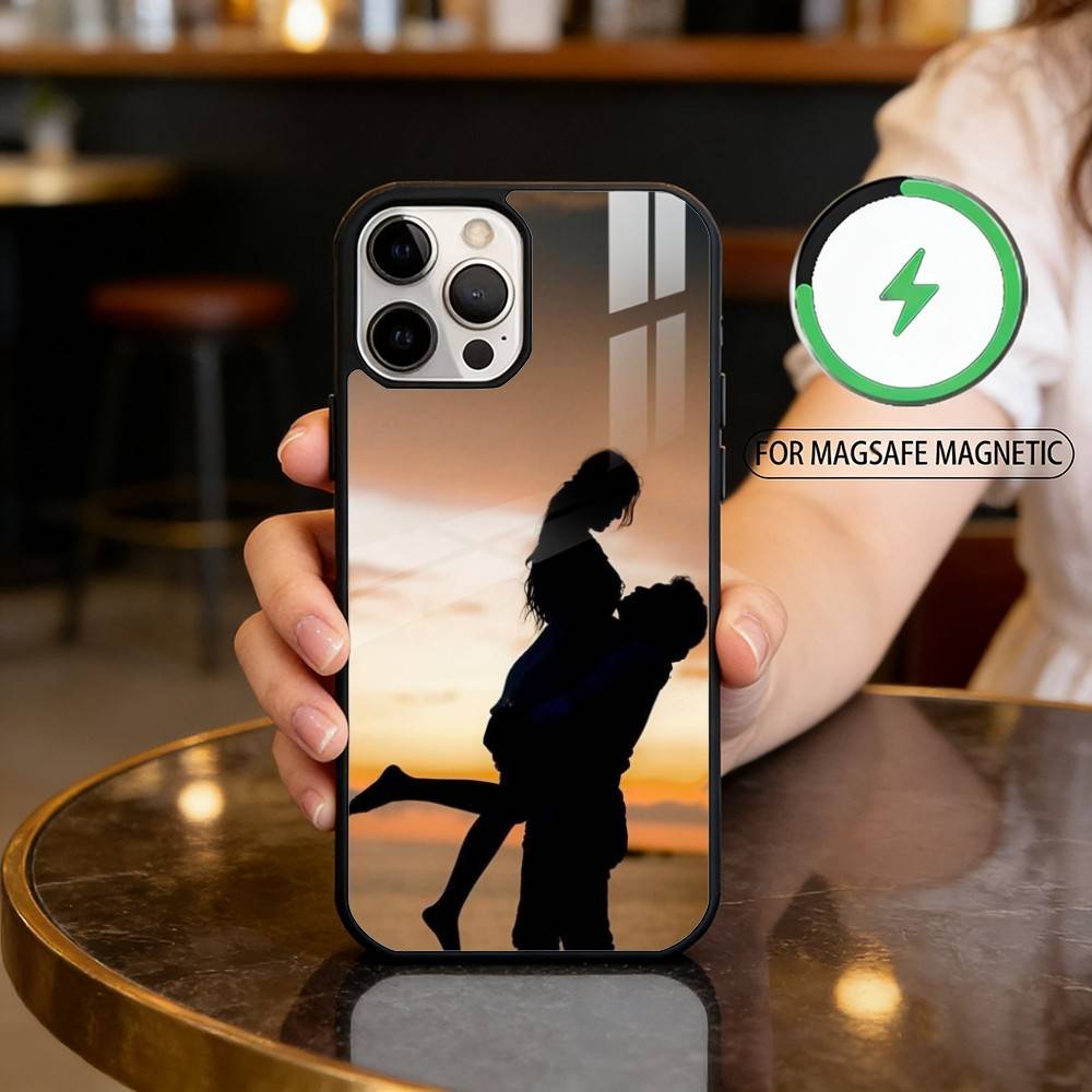 Romantic Couple Silhouettes Magnetic For Magsafe Wireless Charging Phone Case For iPhone17,16,15,14,13,12,11 Plus,Pro Max