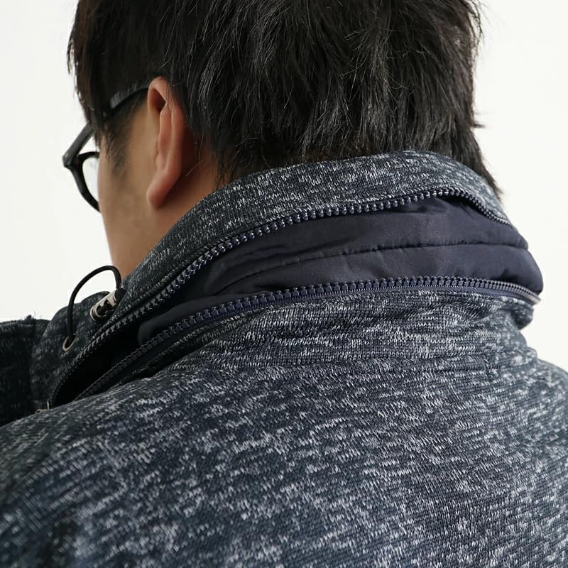 Knit Fleece Jacket Outer Jacket Knit Jacket Knit Fleece Military Jacket Blouson Light Outerwear 3L Navy [Samdif] [Large Size] Men's (71)