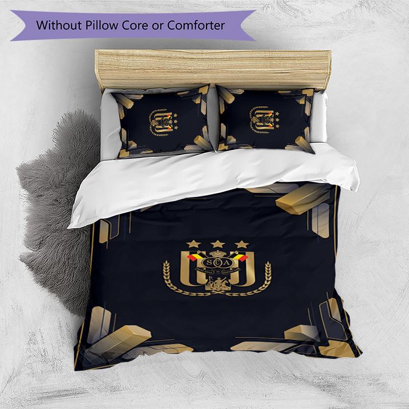Set Lenzuola 3 Pezzi Stampato FC Anderlecht Traspirante Copripiumino con Federe Biancheria da Letto Decorativa per Camera da Letto Casa