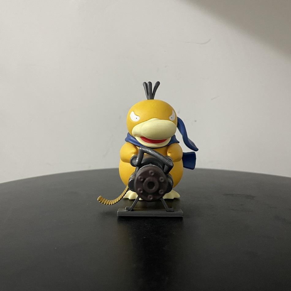 Serie Psyduck with Trumpet Gatling Gun Figure Toy, Cute Duck Anime Figurine Scale Ratio Model, Collection Ornament Birthday Gift Present for Fans
