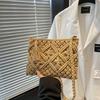 1pc Solid Color Bohemian Ethnic Style Woven Crossbody Bag, Fashionable Small Square Bag, Perfect for Beach Vacation and Shopping