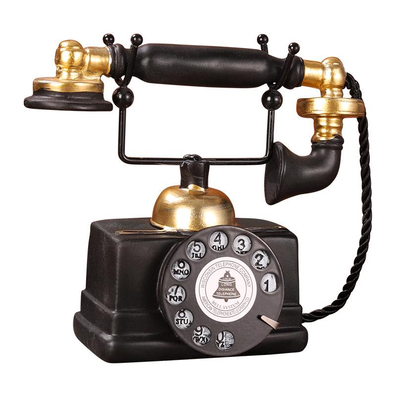 European Retro Resin Telephone Ornaments: Classic Wall and Desktop Decor for Cafes
