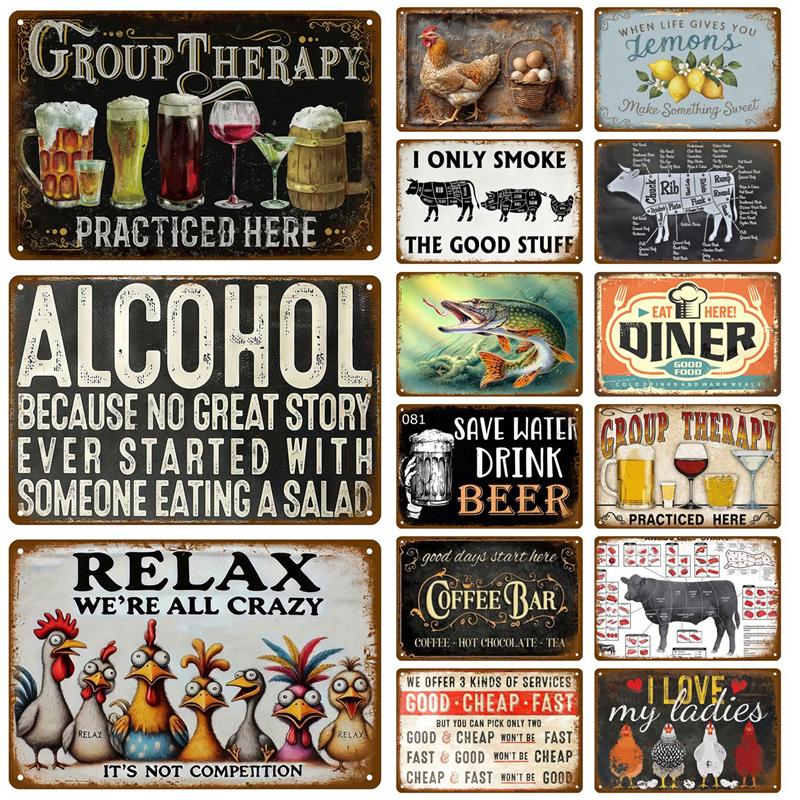 Retro Tin Signs Wall Bar Accessories Bathroom Home Living Room Decor Decorations Items Luxury Metal Signs Vintage Posters Art