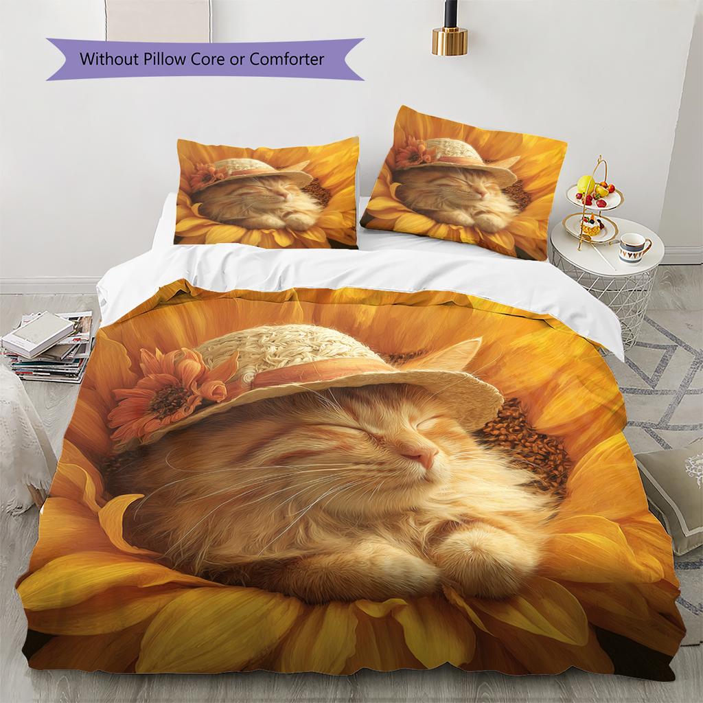 Conjunto de Colcha com Padrão de Desenho Animado Capa de Colcha Fronha Decoração de Casa Presente de Aniversário (1 capa de edredom + 2 fronhas, sem enchimento.)