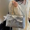 Trendy New High-value Ballet Style Bow Pleated Underarm Bag Casual Chain Messenger Bag Women
