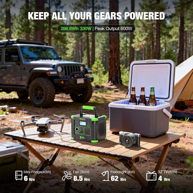 Stație de Alimentare Portabilă 288.6Wh 330W Generator Solar Ieșire AC Undă Sinusoidală Pură cu Încărcător Wireless pentru Camping Casă Urgență Rulotă