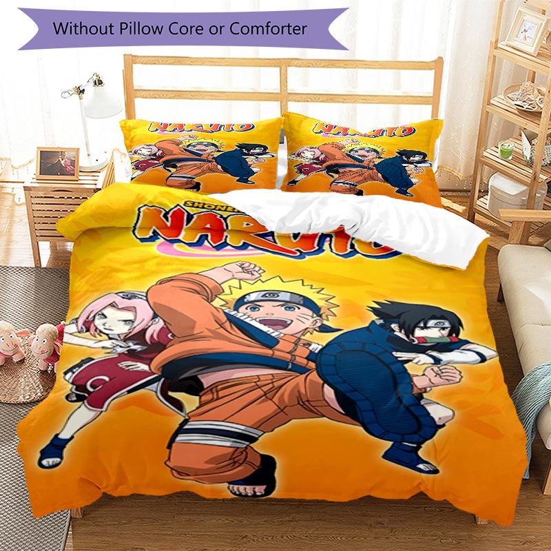 3pcs NARUTO Design Cover Set - HD Printed Bedding with 1 Cover and 2 Pillowcases - Perfect for Home and Dorm Decor