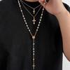 Ingemark 3 ks/Sada Vintage Kříž Ježíš Přívěsek Choker Náhrdelník pro Muže Ženy Elegantní Imitace Perlového Řetízku Party Šperky Dárky