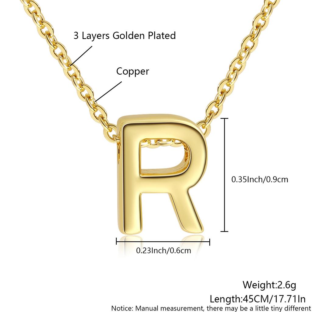 26 Large Capital English Letter Necklace Polished Smooth Hole-Punched Pendant Fine Chain Women's Item