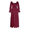 Ladies Casual Dress Square Collar Horn Sleeve Long Skirt Casual And Summer Maxi Dresses For Women