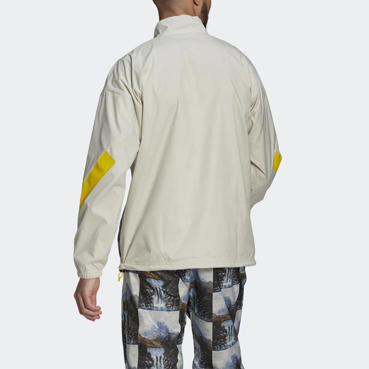 Adidas Stand Collar Loose-Fitting Sports Jacket Men Outerwear Beige GL5698