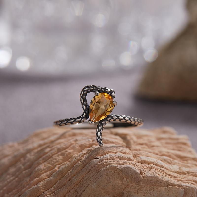 Original Design Does Not Fade Niche High Sense S925 Sterling Silver 18K Natural Citrine Lucky Treasure Ring Women