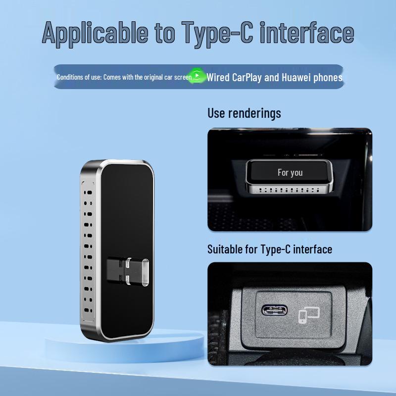 

TC3+ in-car connection box for Huawei devices: stream music, navigate, and enjoy original CarPlay compatibility.