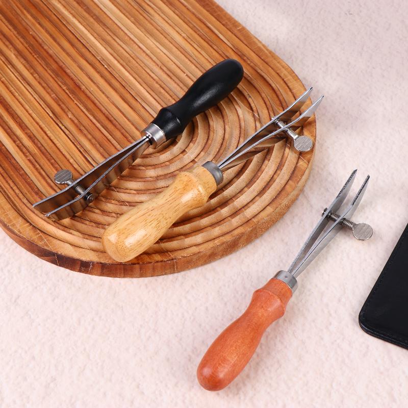 Wooden Handle Leather Creaser Width Adjustable Leather Edger Leather Working Tool For Belts Wallets Bags Saddles
