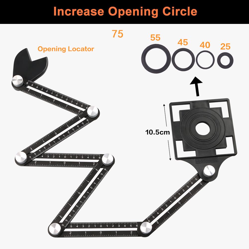Universal Precision Tile Hole Opener & Multi-Purpose Six-Fold Ruler