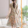 Mom's 40s-50s Summer Floral Chiffon Dress: Elegant, Elastic, New 2026 Style for Middle-Aged & Elderly Women