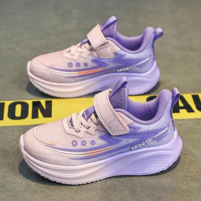 Children's and Primary School Students' Sports Shoes Breathable Mesh Autumn New Boys and Girls Cushioning Light Velcro Running Shoes
