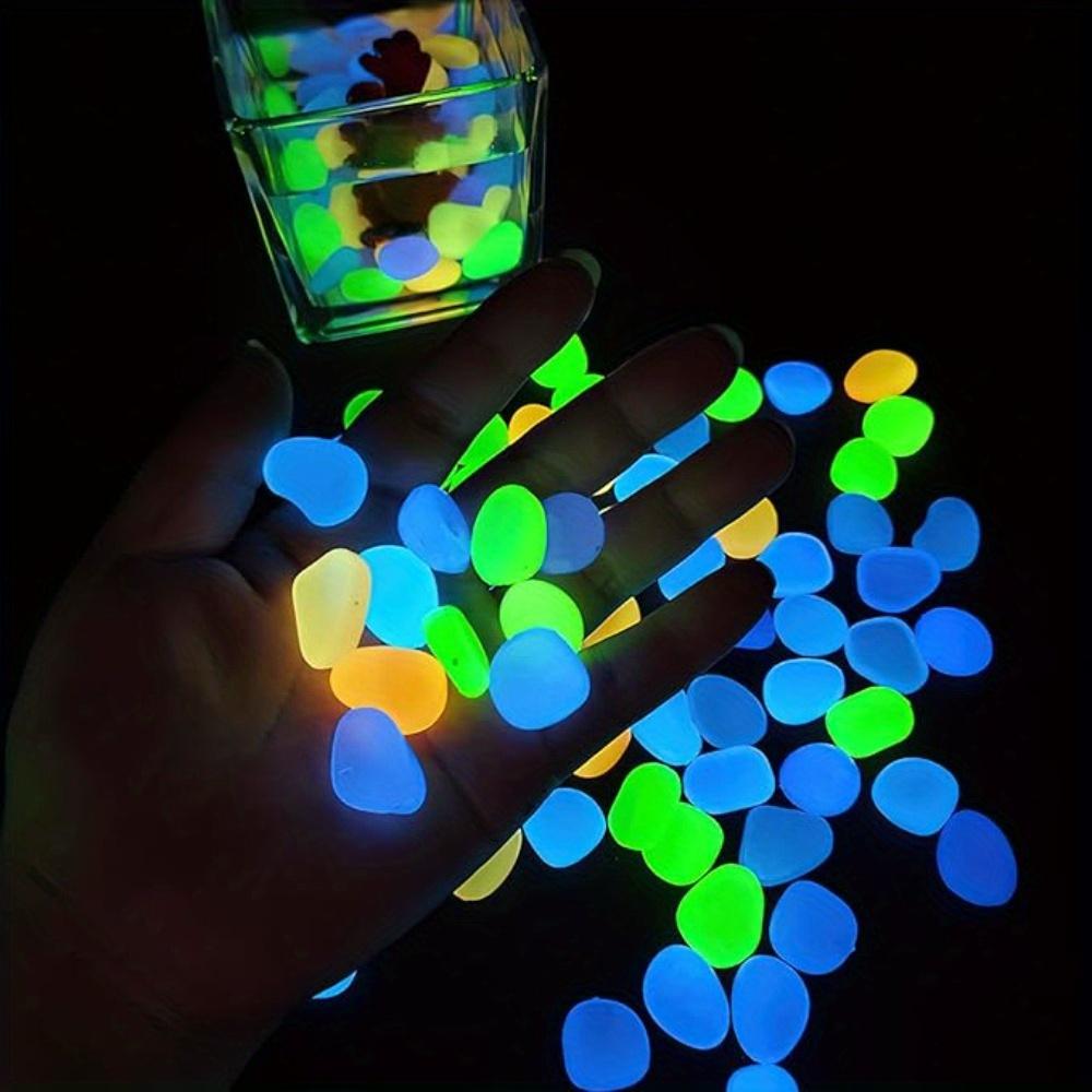 500 Pieces Luminous Blue Stones | Outdoor Garden Pathway Decor, Landscape Lighting for Potted Plants and Aquascapes, Made of Plastic