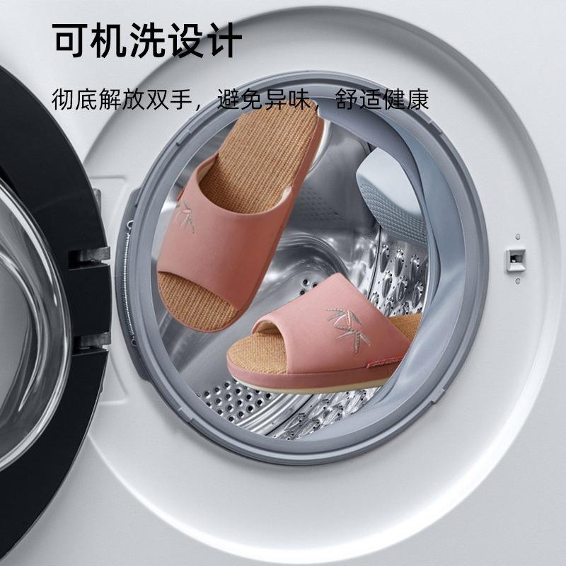 Four Seasons Cotton and Linen Slippers Women's Spring and Autumn Indoor Silent Machine Washable Elderly Linen Slippers Home Men's Household