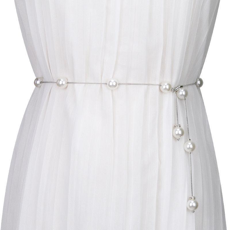 

Waist chain women s pearl decorative thin belt sexy hundred matching dress rhinestone inlaid fashion chain skirt