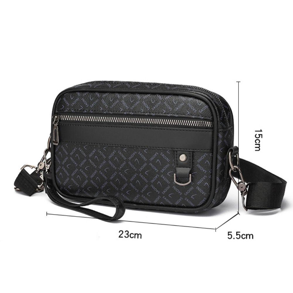 Business Printing Handbag Style Vintage Multi-Functional Crossbody Bag PU Leather Waist Strap Shoulder Bag Men