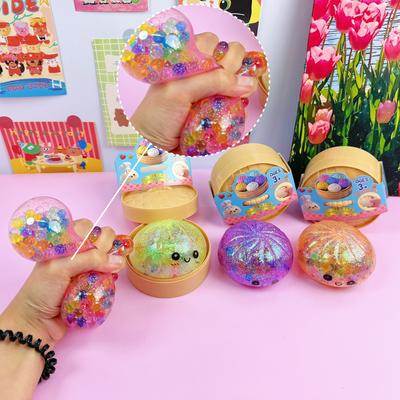 8.5cm Colorful Glitter Beads Squeeze Toy Steamed Stuffed Bun Pinch Blind Box Decompression Toy Adult Stress Relief Appliances