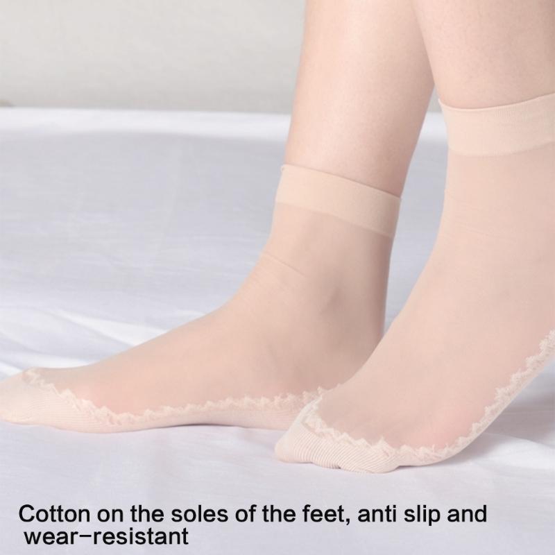 10 Pairs Women's Crystal Sheer Ankle Socks Anti Snags Comfortable Invisible Formal Ultra Thin Socks for Everyday Wear