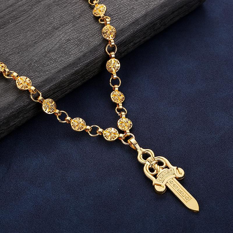 Klassische CH Hip Hop Nachtclub Trendige Kreuzkette Handgefertigte Kette Valentinstagsgeschenk Vintage Imitationssilber Lanyard