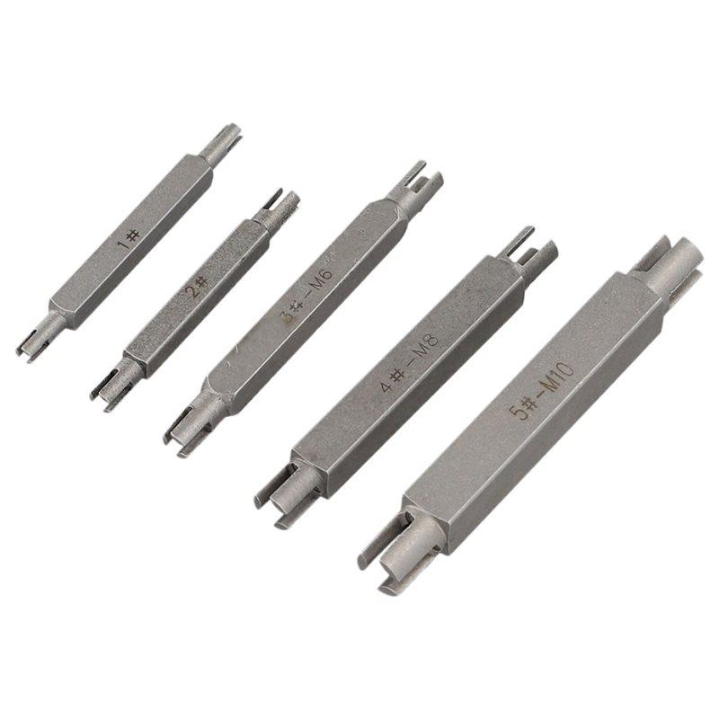 ABBP-5PCS Broken Head Taps Set Hex Extractor -M10 Screw Tap Extractor Set Double Head Screw Tap Alloy Steel Broken Hand Tools