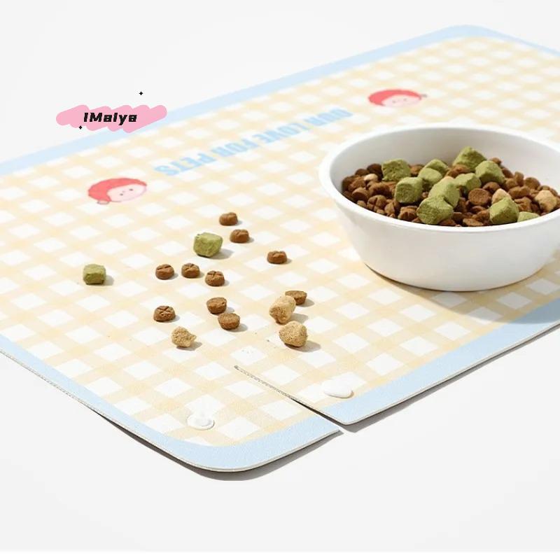M-PU Leather Pet Anti Spill Placemat Waterproof Oil Resistant Cat Bowl Mat INS Pet Feeding Mat Pet Food Feeding Pad