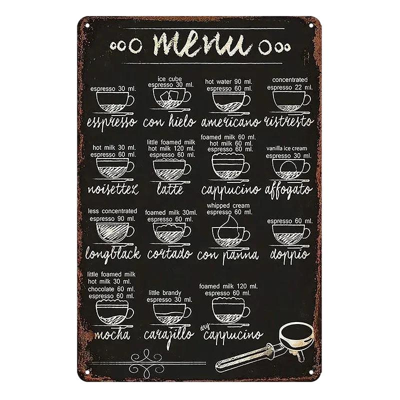 Hisun Tin Sign HD Tin Sign Vintage Coffee House Wall Decor Retro Coffee Shop Espresso Metal Poster for Kitchen Cafe Bar