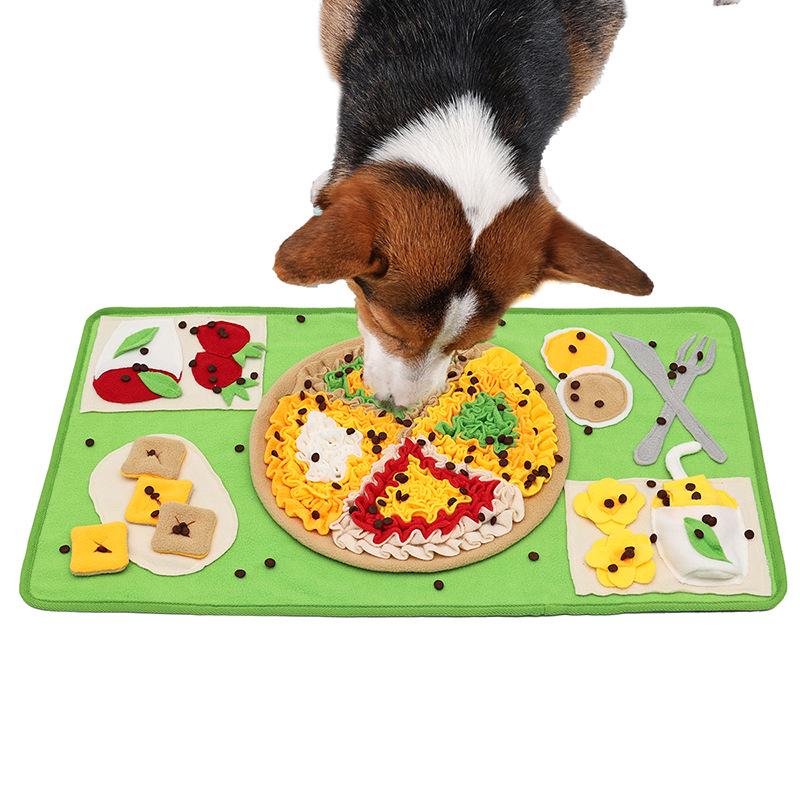 Interactive Indoor Dog Puzzle Mat with Hidden Treats and Sound Elements for Training