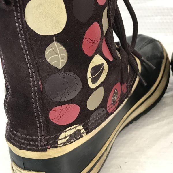 Canada SOREL Snow Boots 24.0 Brown Polka Dot Waterproof Inner Liner(USED)