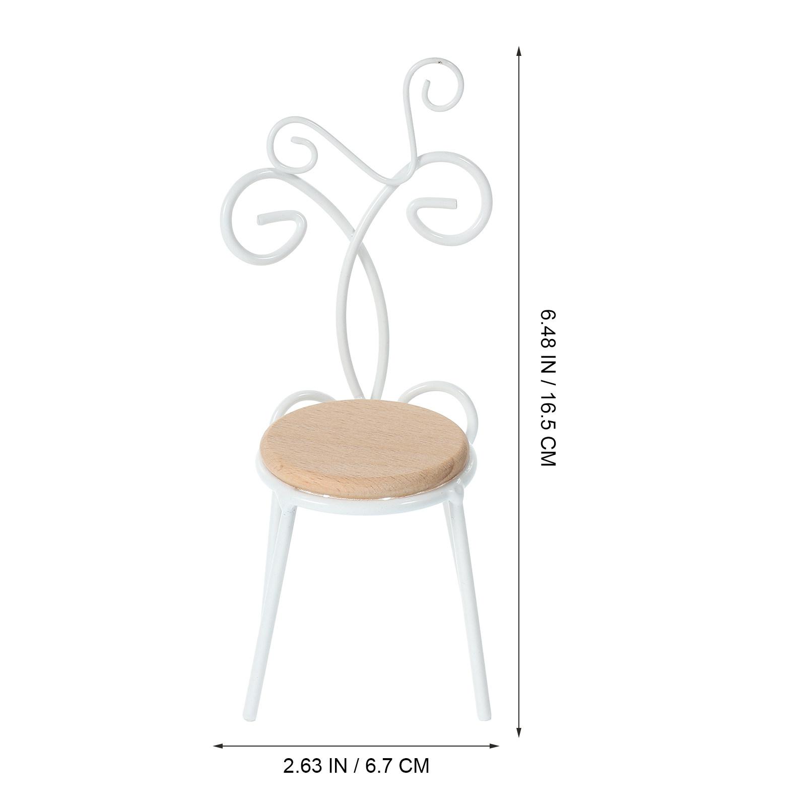 

Miniature Iron Wood Chair Compact Size Mini House Decor Micro Landscape Prop Decorative Chair Furniture Ornament белый