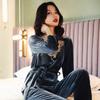 Pajamas Women's Spring, Autumn and Winter Gold Velvet Long-sleeved Trousers Two-piece Split Can Be Worn Out Casual Home Wear