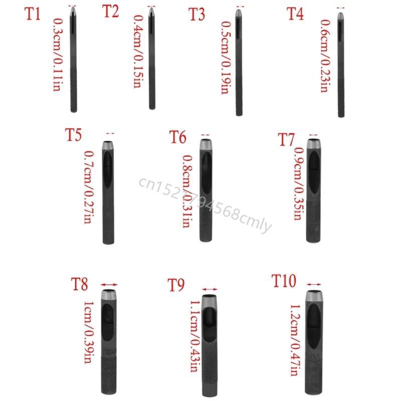 Hollow Steel Leather Hole Punches Tool for Leather Belt Round Hole Punching Tool 6XDE