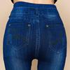 Pantaloni a Tubino da Donna a Vita Alta Taglie Forti Leggings Imitazione Jeans Casual in Denim
