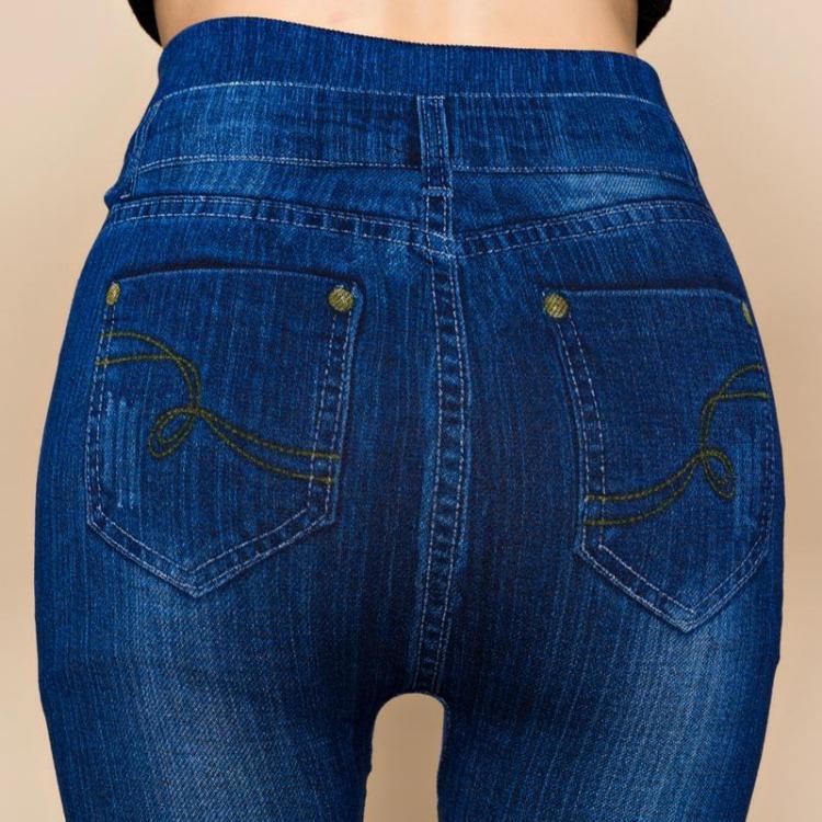 Pantaloni a Tubino da Donna a Vita Alta Taglie Forti Leggings Imitazione Jeans Casual in Denim