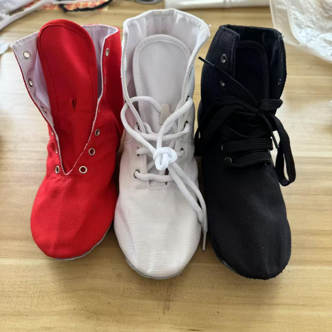 

Износостойкие парусиновые туфли для джазовых танцев - Открытый подъем стопы для практики 35 красный