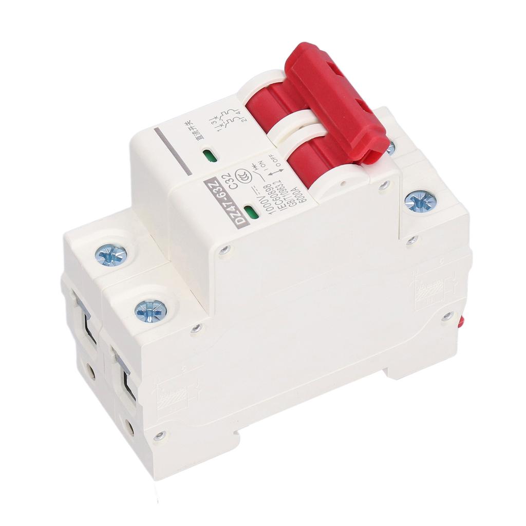 DC Miniature Circuit Breaker 2P Solar PV System Isolator DIN Rail Mount 1000V 32A DZ47‑63Z C32