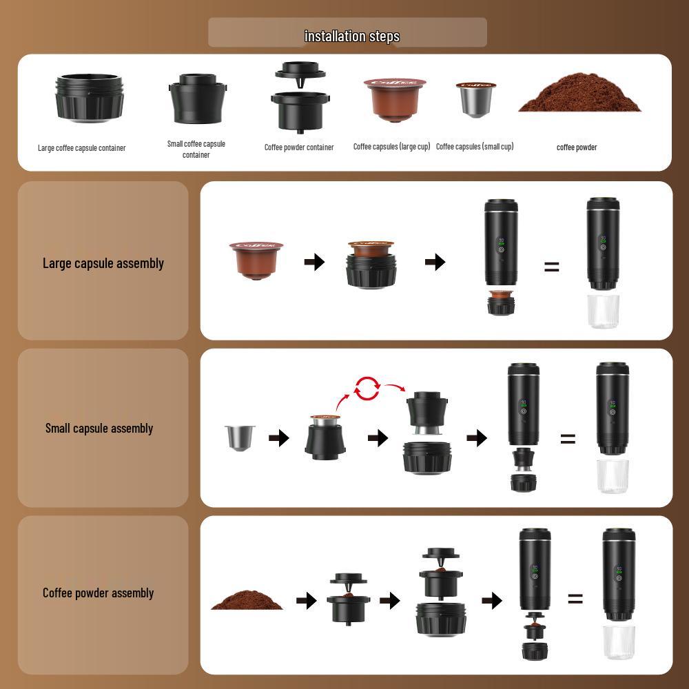 Portable Wireless Espresso Coffee Machine with Digital Display and Pressure Pump