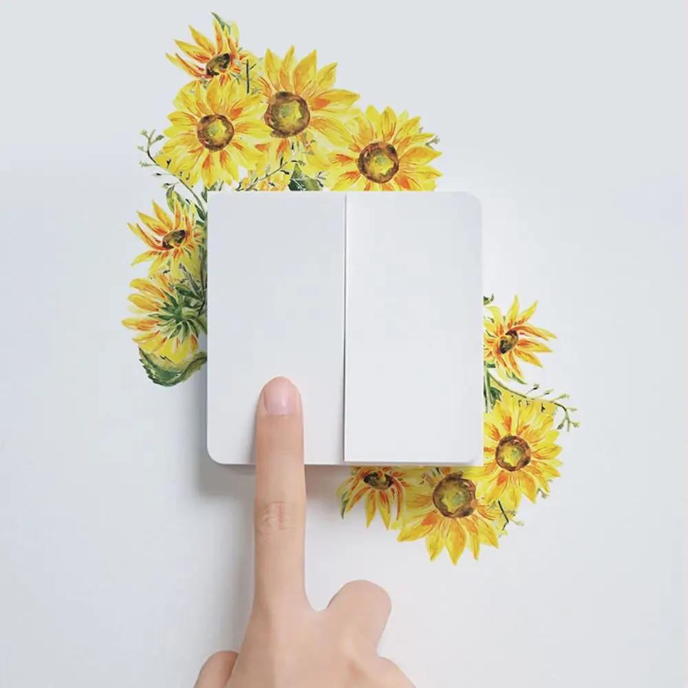 Creative Rose Daisy Peony Flowers Leaves Green Plant Wall Switch Stickers PVC Light Plugs Switches Plant Decals Home Decor Gifts