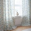 American Style Cotton Linen Curtain Finished Blue Flower Fringe Window Bedroom Valance Semi-blackout Decorative Curtains