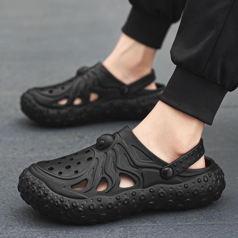 

2024 импортная торговля обувь с дырочками на толстой подошве универсальные дышащие тапочки летняя одежда модные мягкие подошвы удобные пляжные сандалии 35