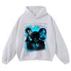 Oversized Cotton Graphic Hoodie Men - Distressed Washed Streetwear Sweatshirt With Front Pocket